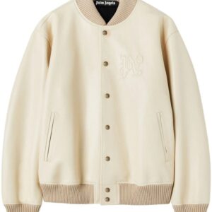 Palm Angels  monogram-embossed leather bomber jacket