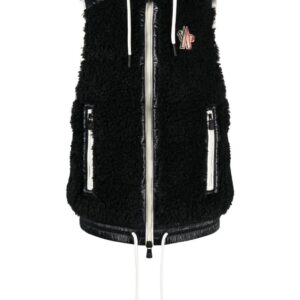 Moncler Grenoble logo-patch hooded shearling gilet