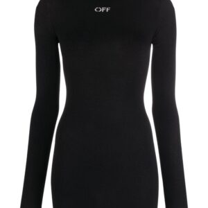 Off-White logo-embellished roll-neck shirt dress