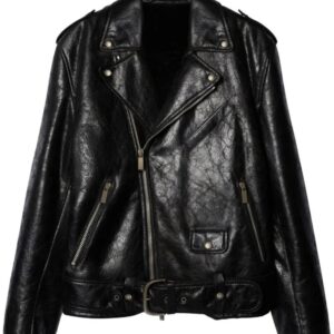 Off-White  crinkled leather biker jacket