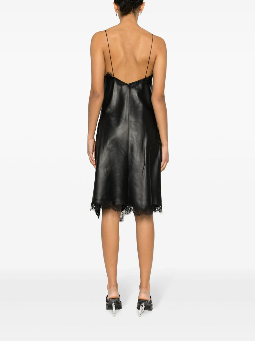Off-White lace-trim leather dress - Image 4