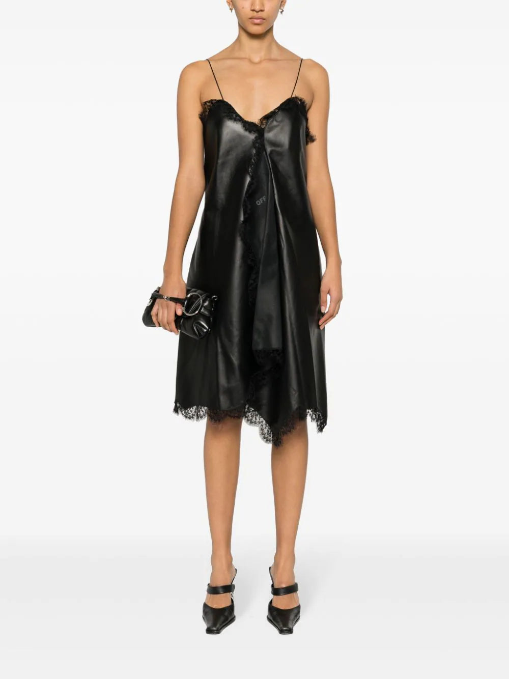 Off-White lace-trim leather dress - Image 2