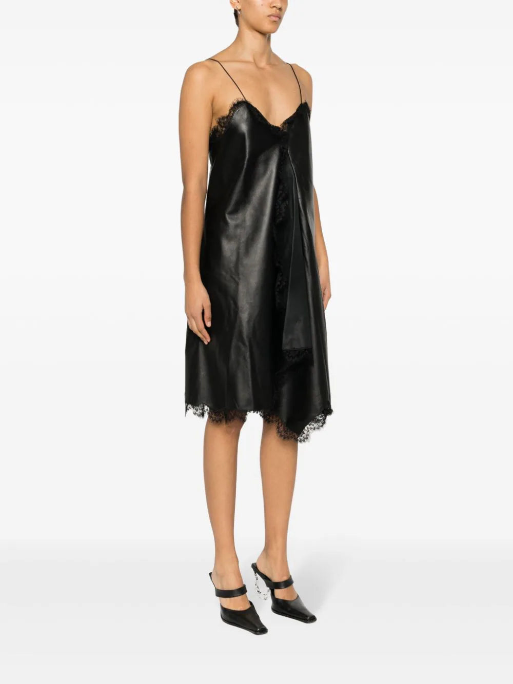 Off-White lace-trim leather dress - Image 3