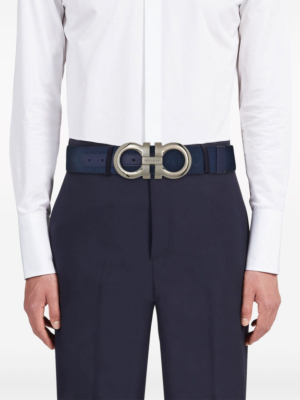 Ferragamo Gancini logo-jacquard grosgrain belt - Image 3