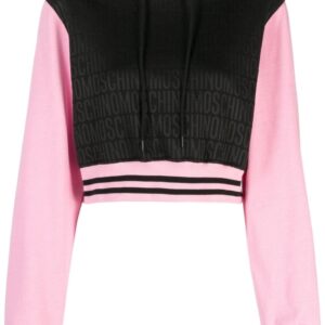 Moschino logo-jacquard cropped hoodie