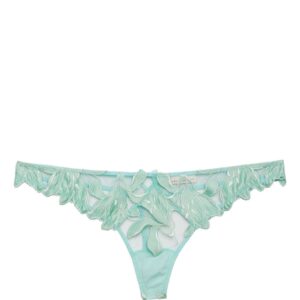 Fleur Du Mal  Lily-embroidered sheer thong