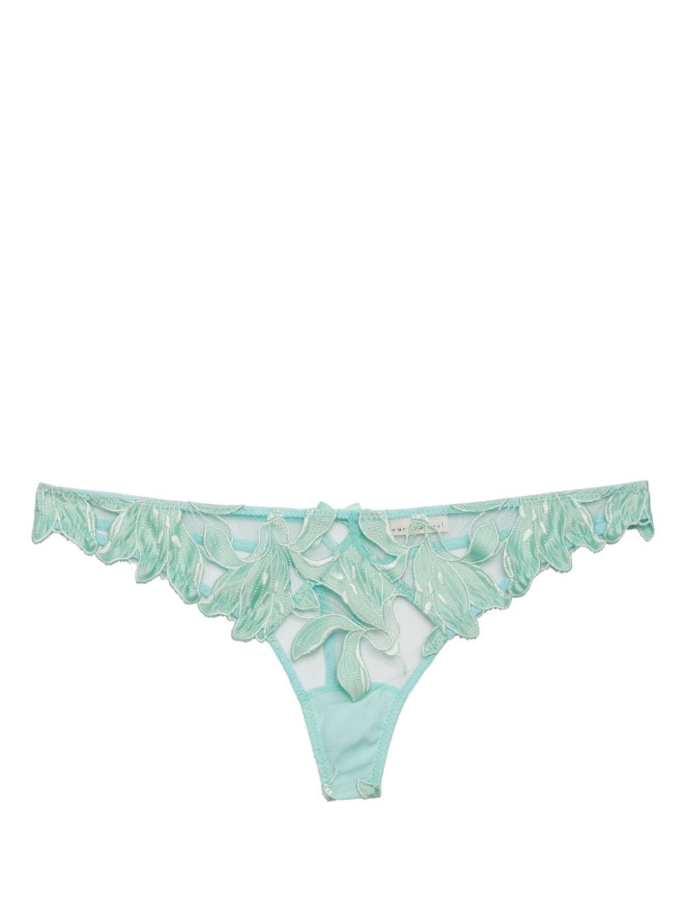 Fleur Du Mal Lily-embroidered sheer thong