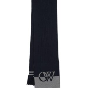 Off-White  logo-intarsia virgin wool scarf