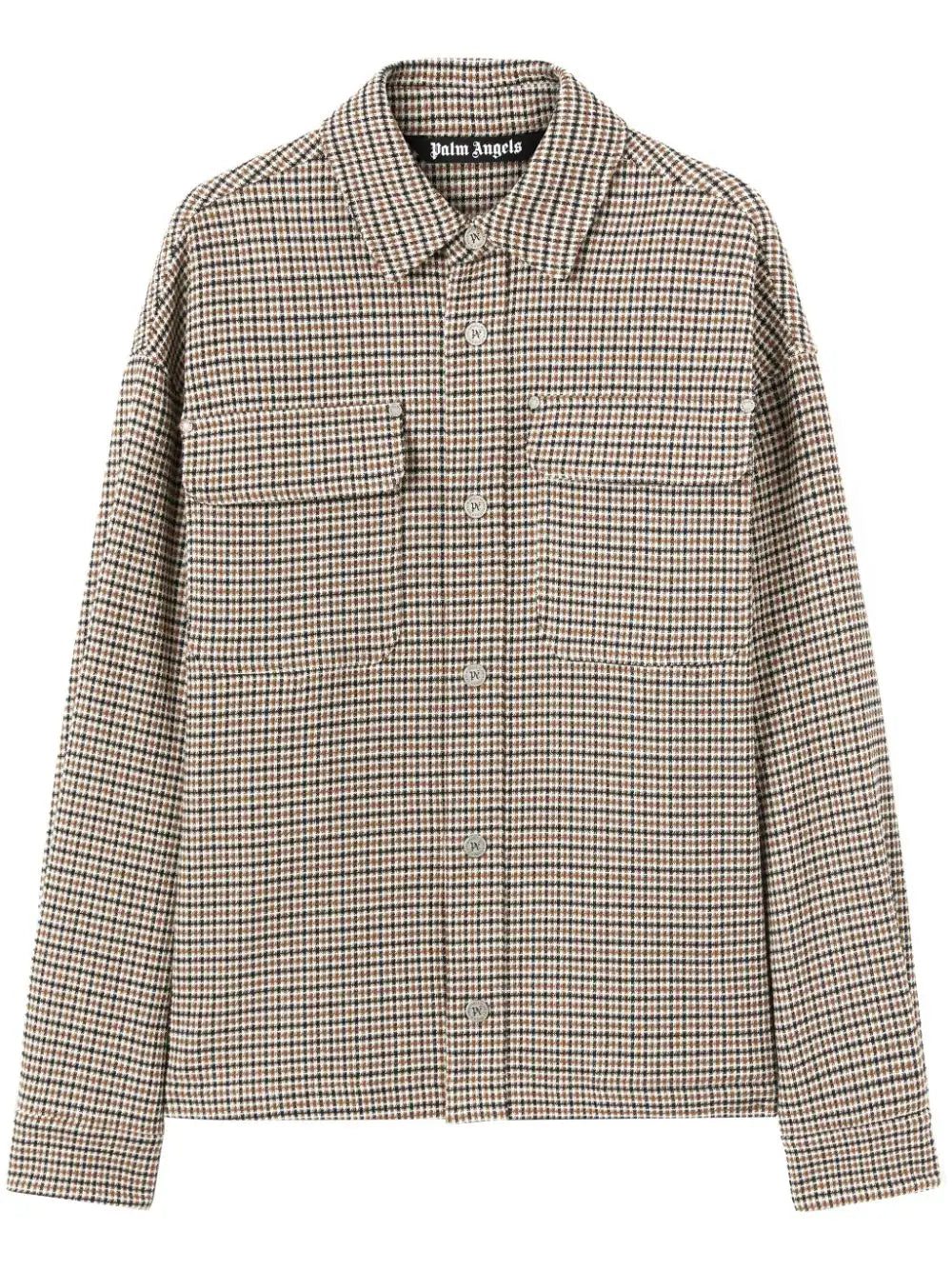 Palm Angels logo-print checked overshirt