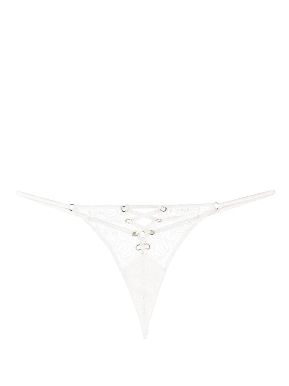 Fleur Du Mal floral-lace semi-sheer thong