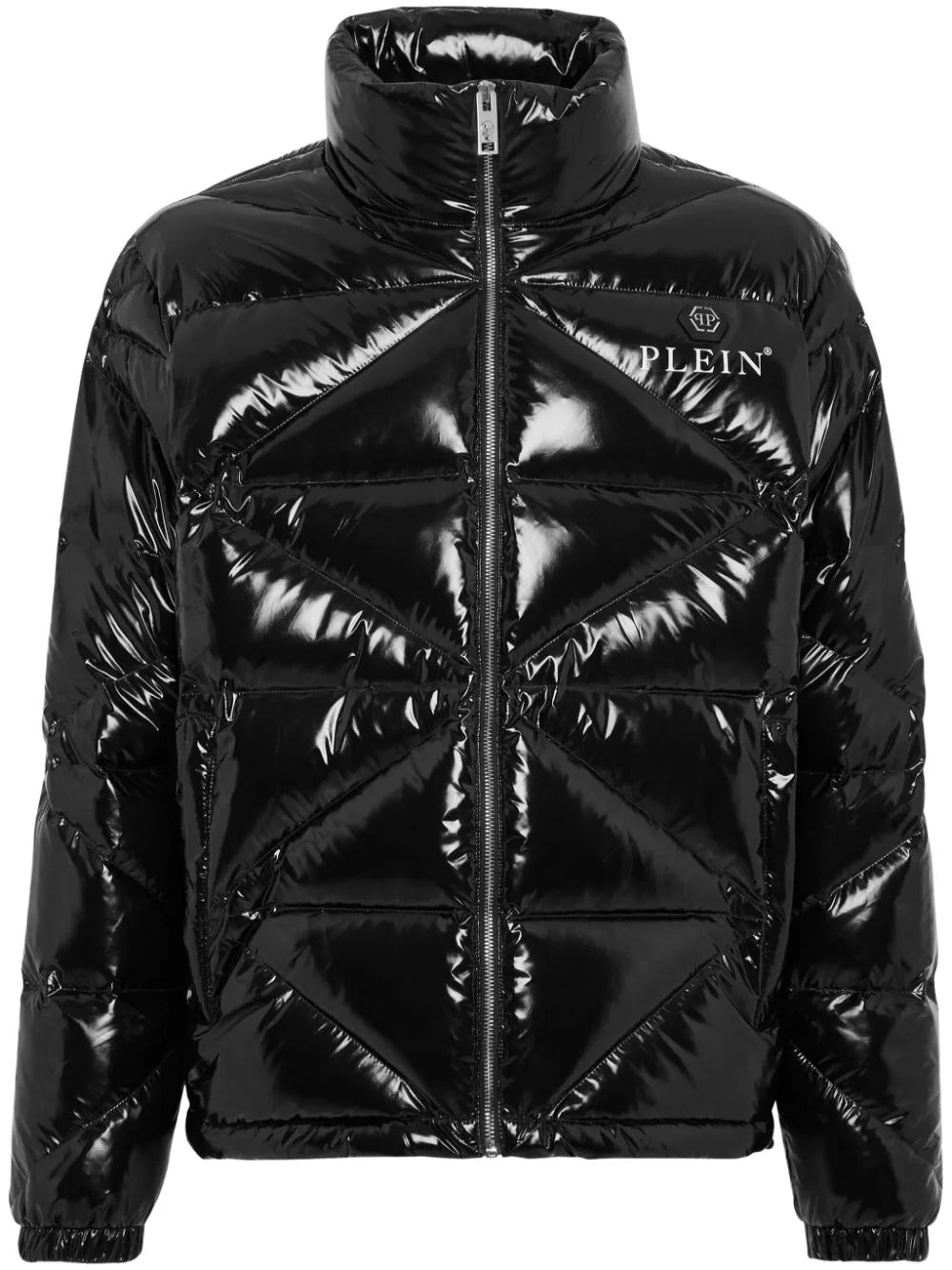 Philipp Plein logo-plaque glossy padded jacket