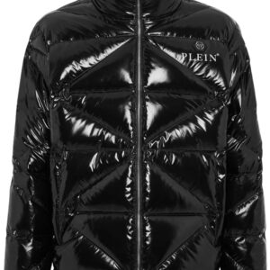 Philipp Plein logo-plaque glossy padded jacket