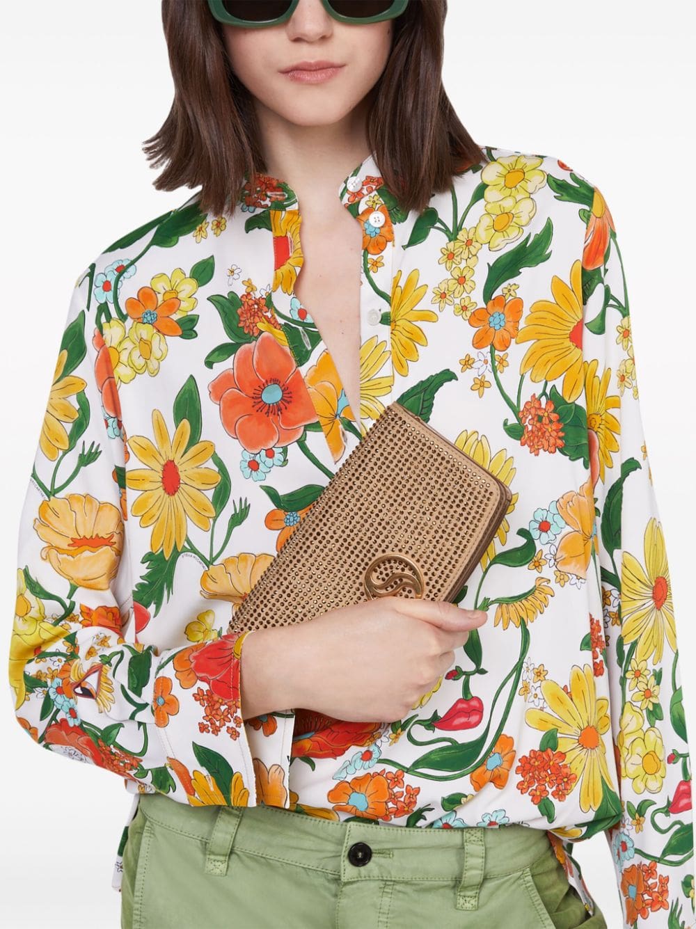 Stella McCartney Lady Garden-print collarless shirt - Image 4