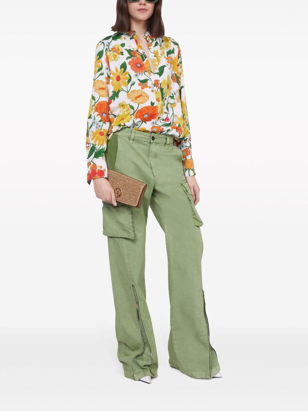 Stella McCartney Lady Garden-print collarless shirt - Image 2