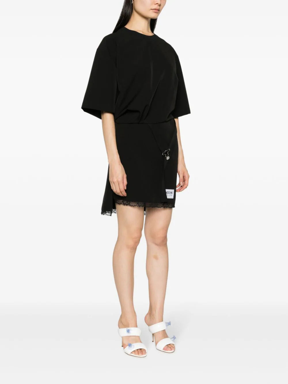 MOSCHINO JEANS logo-patch buckled shirt dress - Image 3