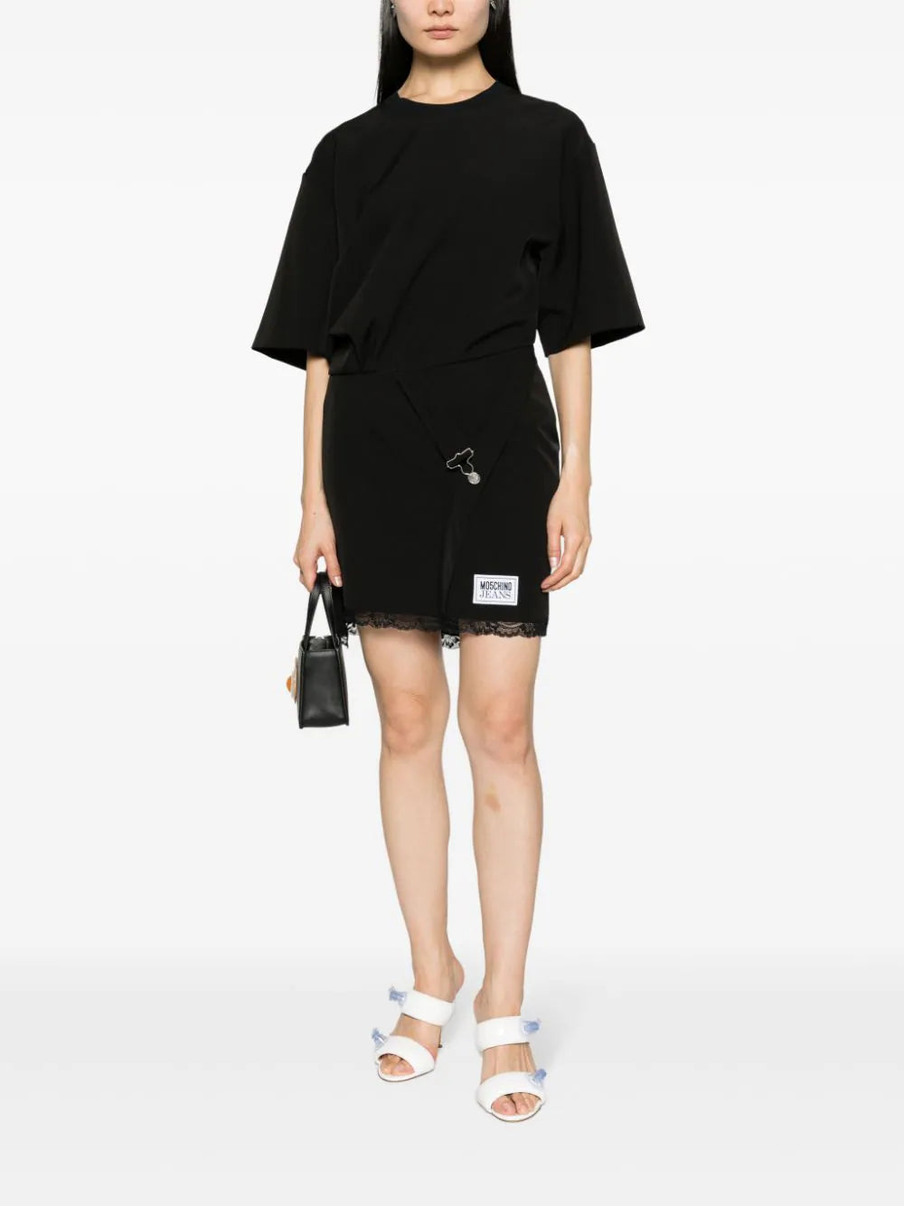 MOSCHINO JEANS logo-patch buckled shirt dress - Image 2