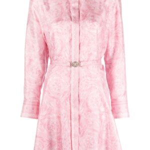 Versace  Barocco-print belted silk shirtdress