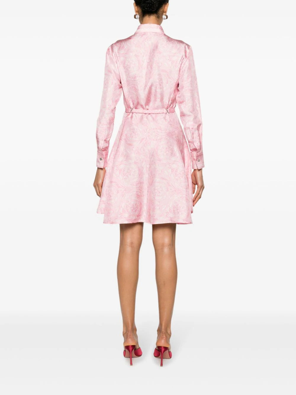 Versace Barocco-print belted silk shirtdress - Image 4