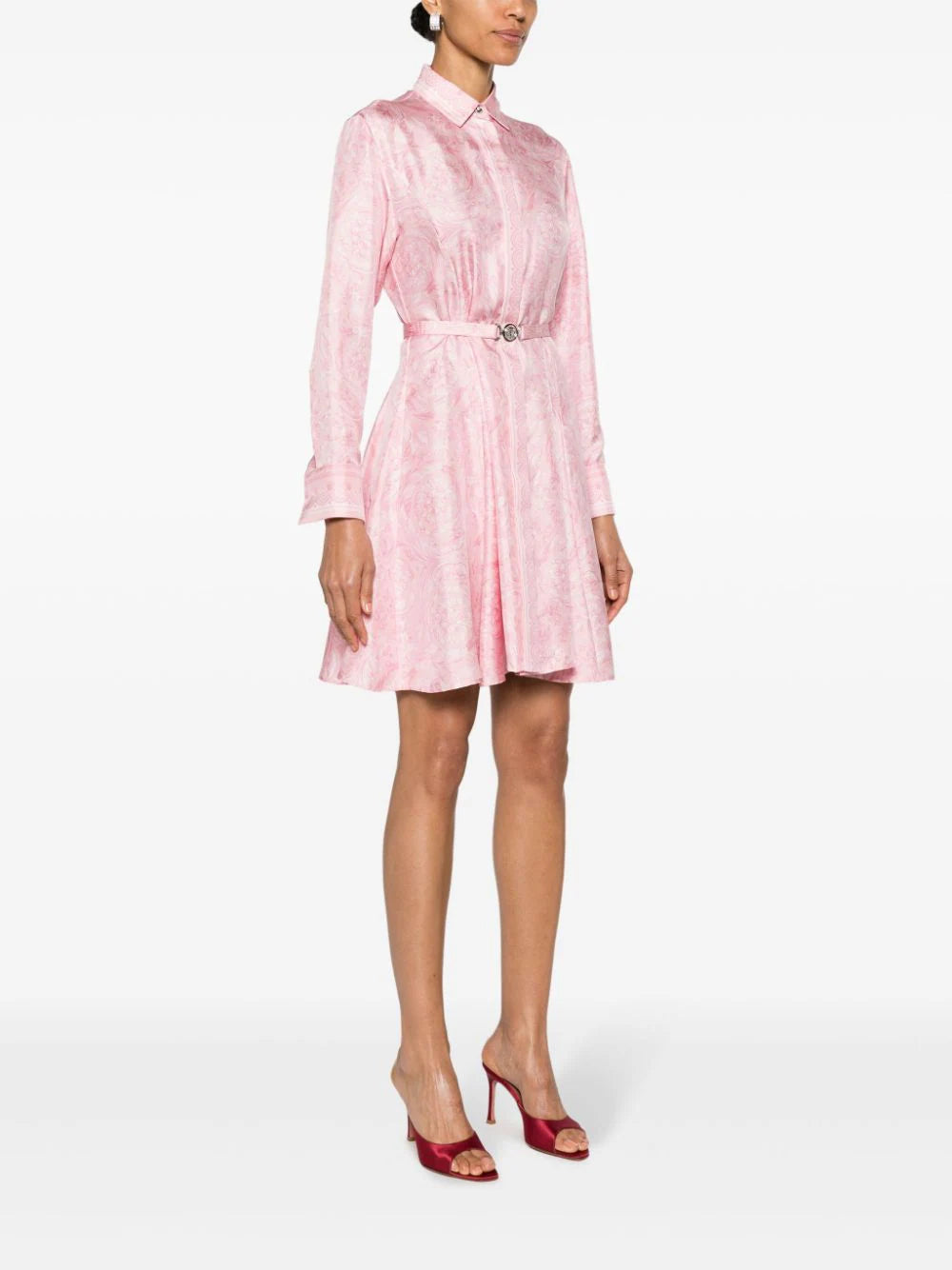 Versace Barocco-print belted silk shirtdress - Image 3