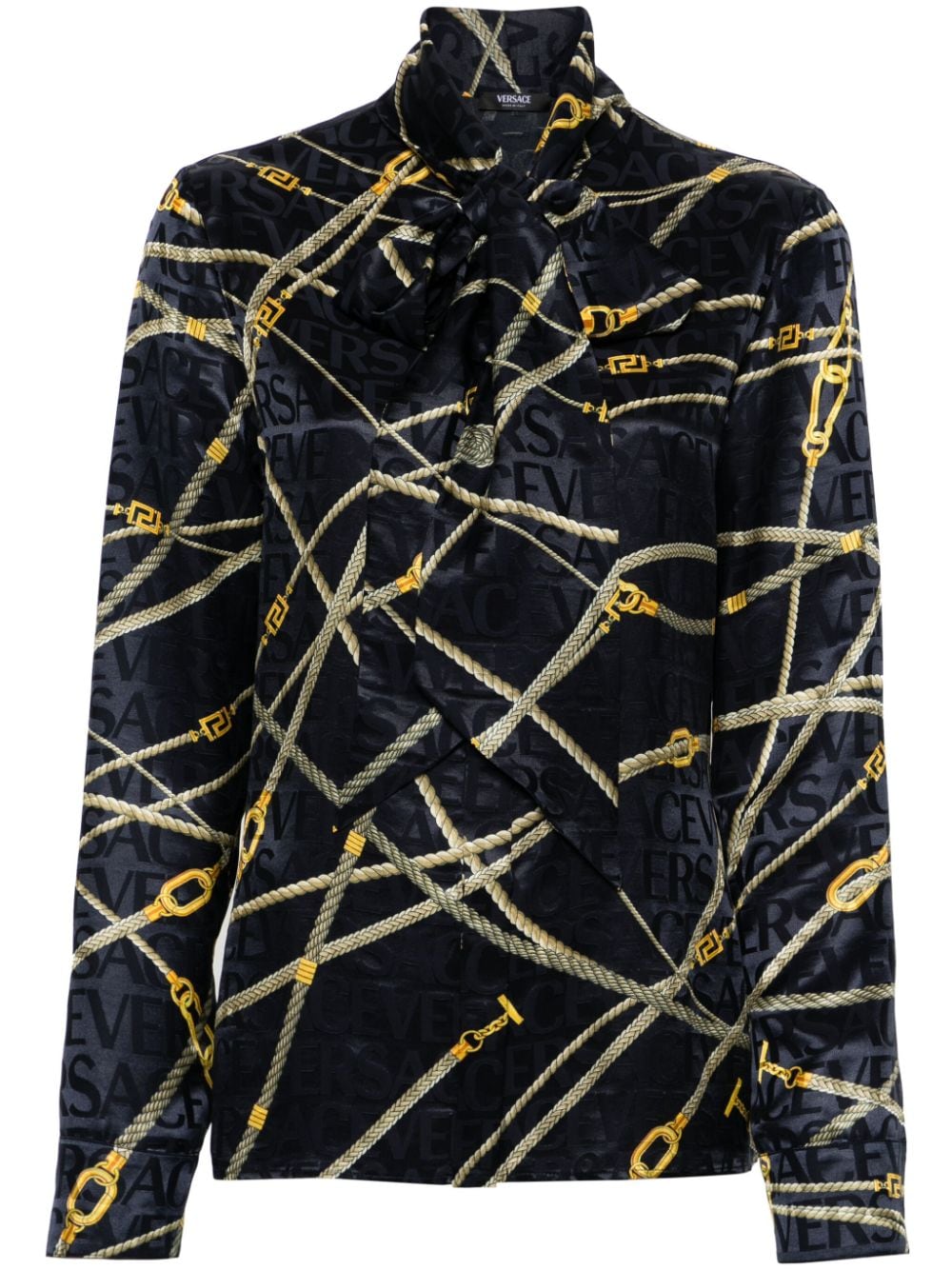 Versace rope-print buttoned shirt