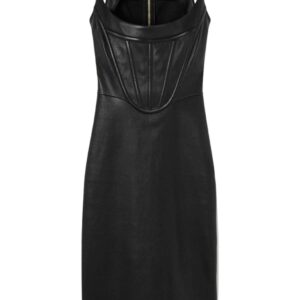 Versace corset-style leather midi dress