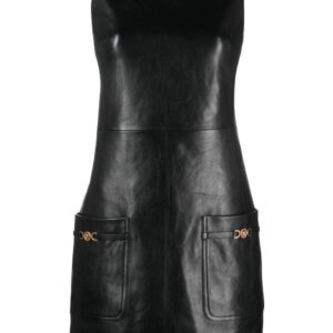 Versace Medusa-plaque leather minidress