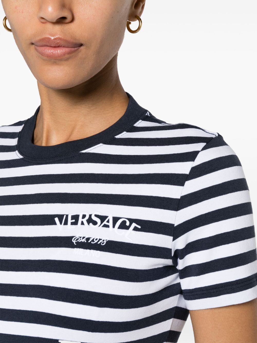 Versace logo-embroidered striped T-shirt - Image 5