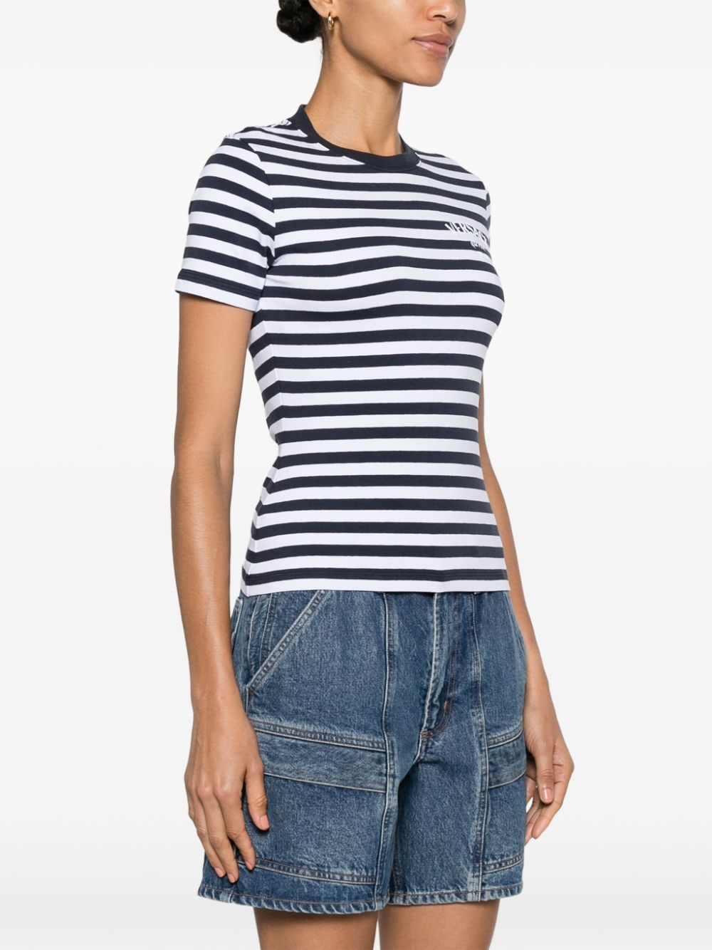 Versace logo-embroidered striped T-shirt - Image 3