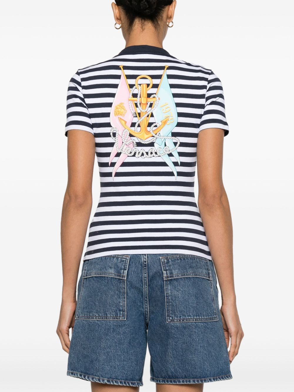 Versace logo-embroidered striped T-shirt - Image 4
