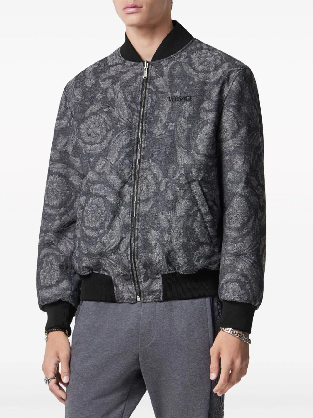 Versace reversible logo-embroidered bomber jacket - Image 3