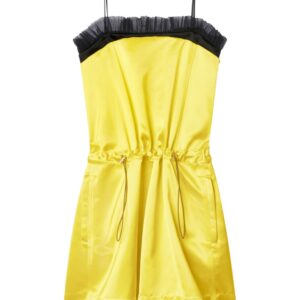 Off-White lace-trim duchess satin weave minidress