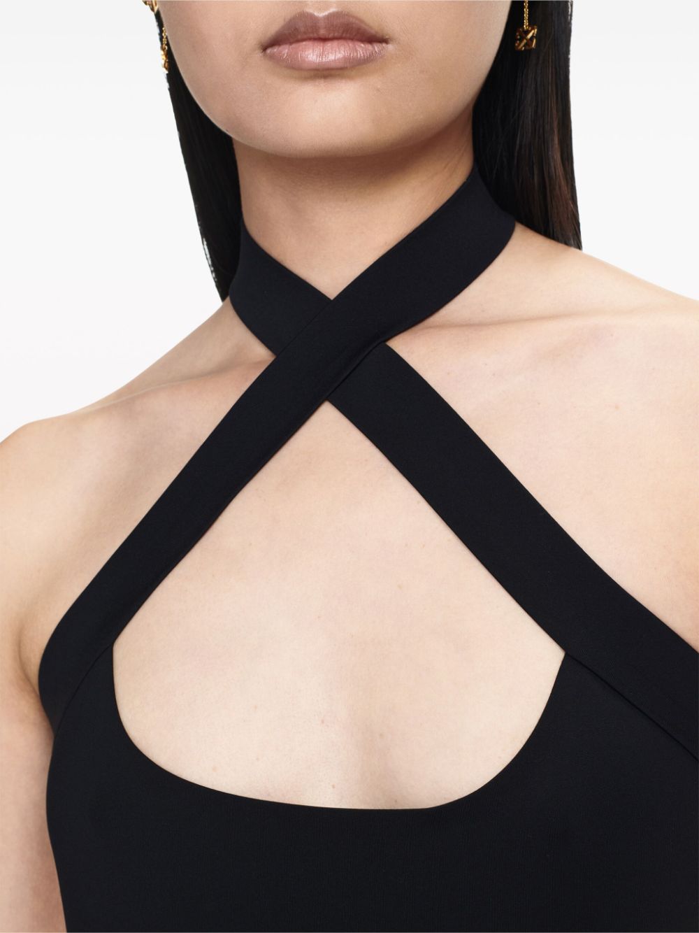 Off-White logo-waistband criss-cross straps minidress - Image 5