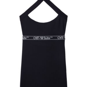 Off-White logo-waistband criss-cross straps minidress