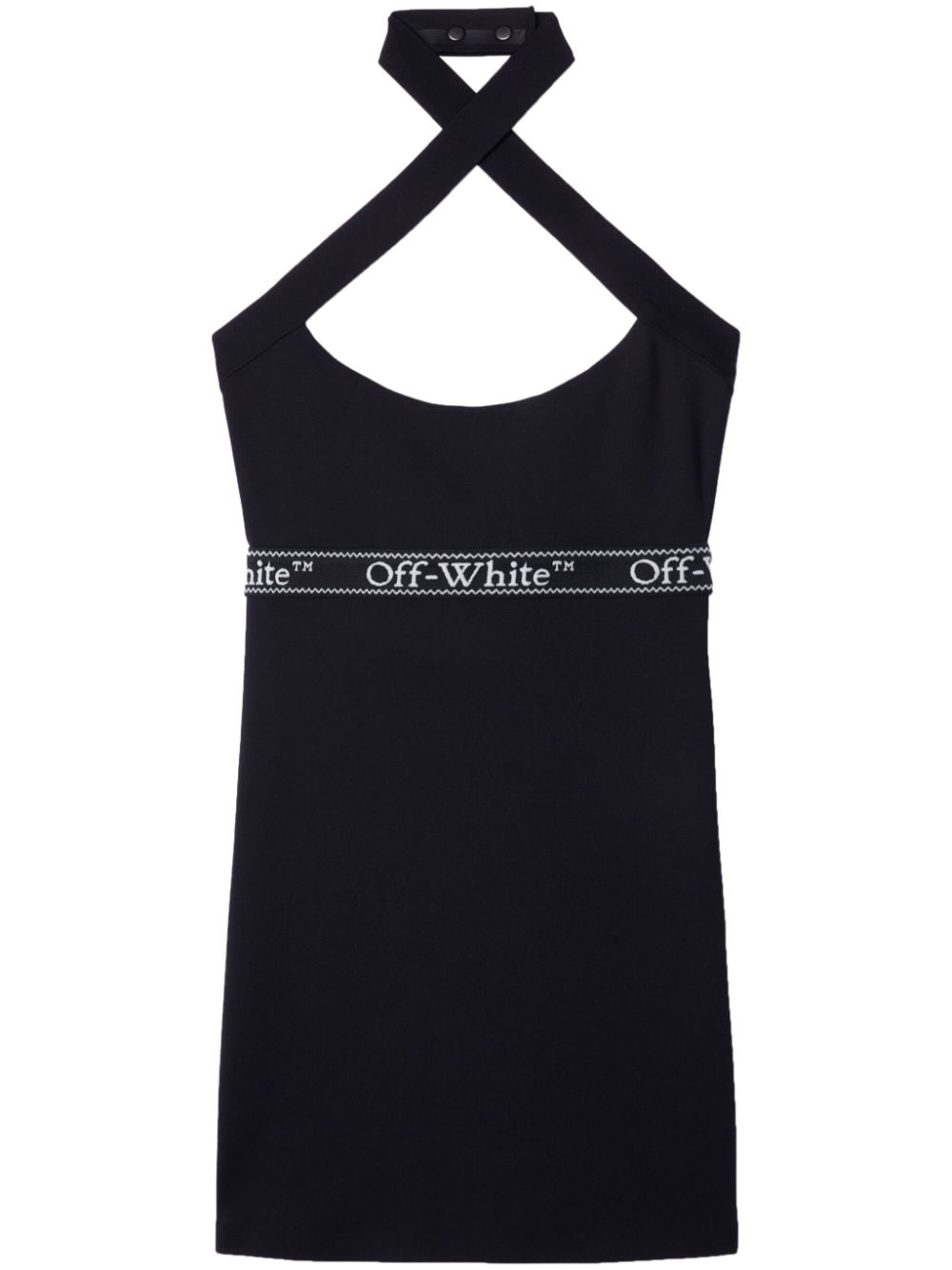 Off-White logo-waistband criss-cross straps minidress
