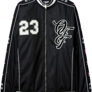 Off-White  varsity-patch bomber jacket