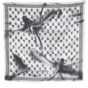 Alexander McQueen Dragonfly Biker skull-print scarf