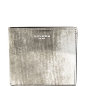 Saint Laurent logo-debossed reflective leather wallet