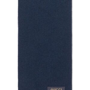Gucci  logo-patch ribbed-knit scarf