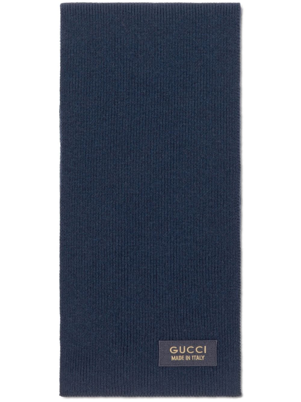 Gucci logo-patch ribbed-knit scarf