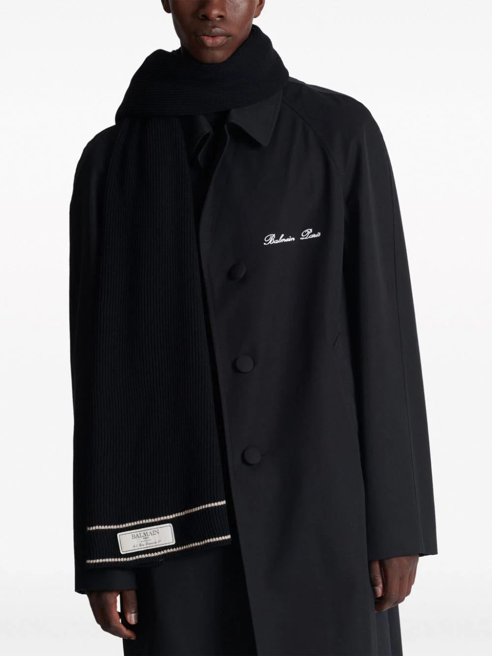 Balmain Label-patch merino-wool scarf - Image 3