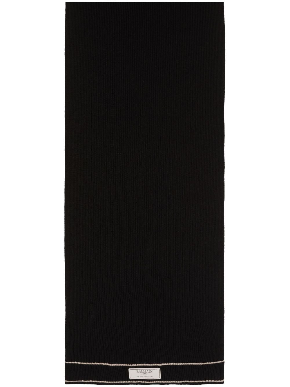 Balmain Label-patch merino-wool scarf