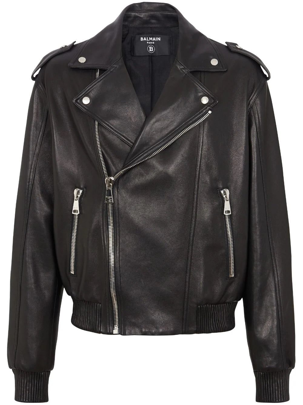 Off-White crinkled leather biker jacket - Image 3