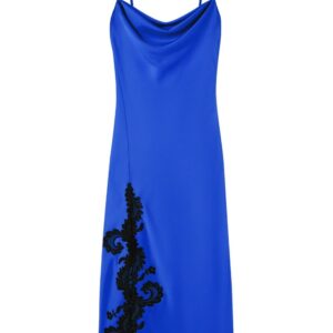 Versace Barocco-lace embellished satin midi dress
