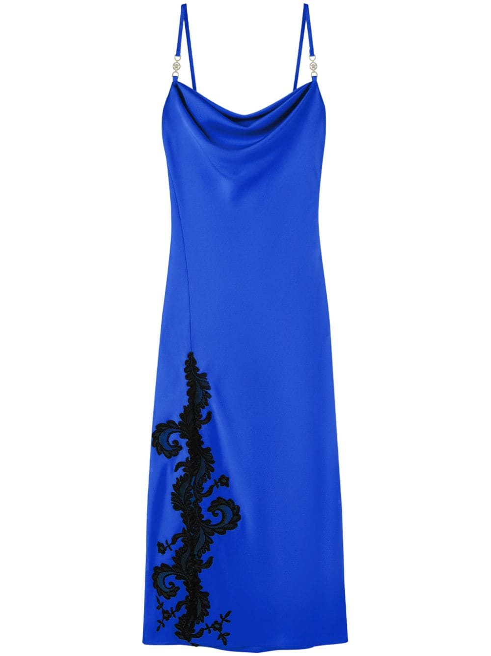 Versace Barocco-lace embellished satin midi dress