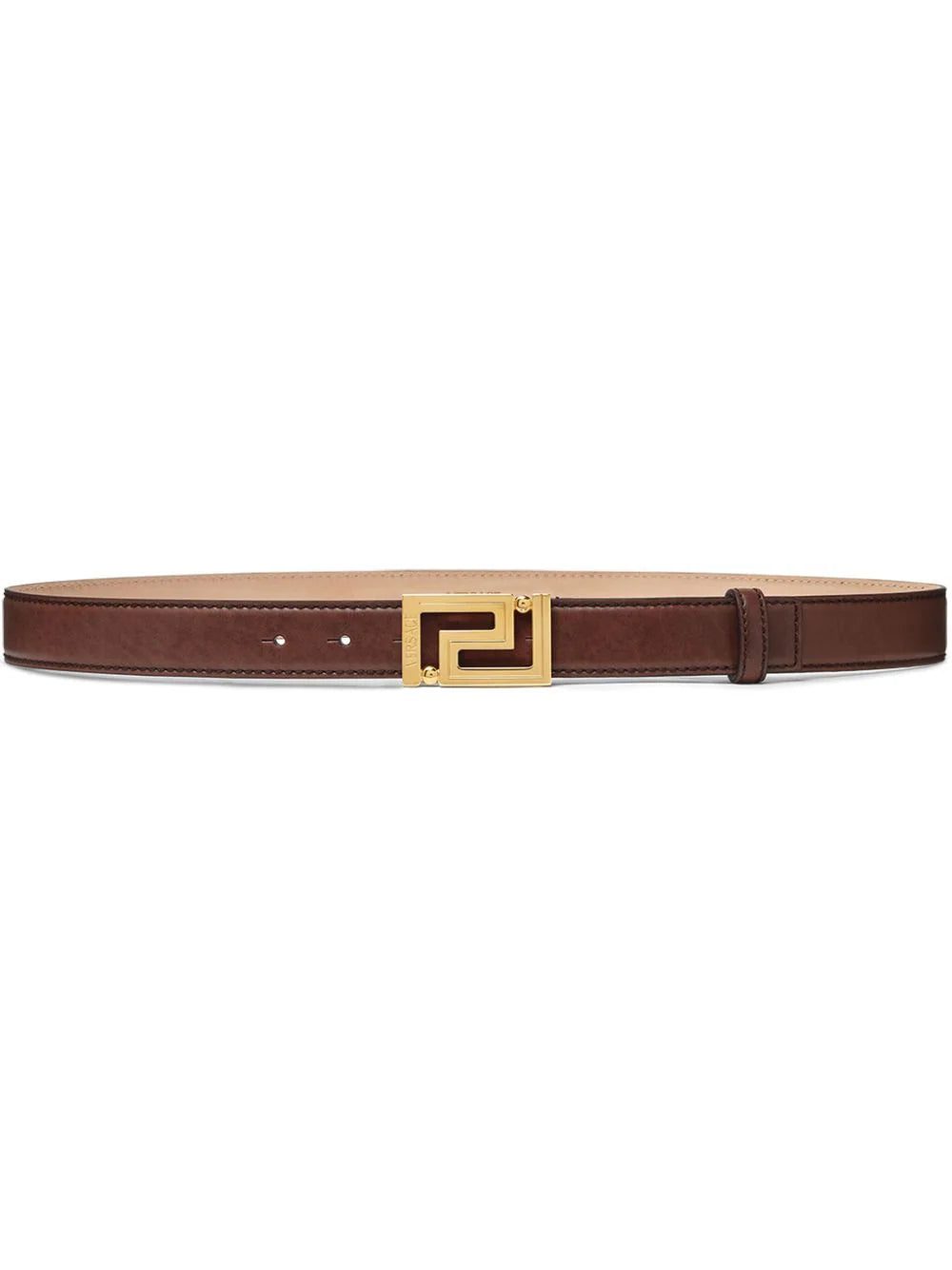 Versace logo-engraved leather belt