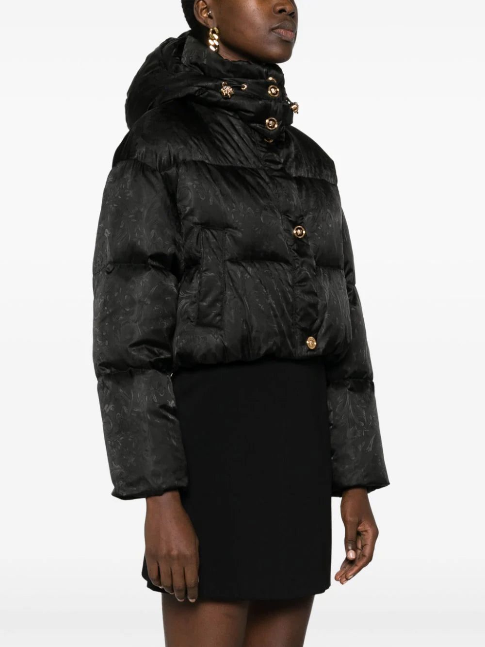 Versace Barocco-jacquard cropped puffer jacket - Image 3