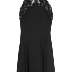 Versace Barocco-lace trim halterneck minidress