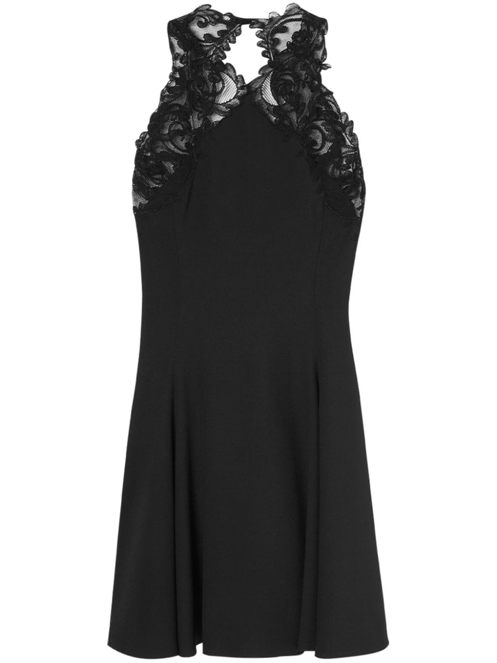 Versace Barocco-lace trim halterneck minidress