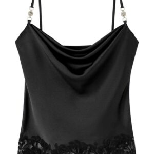 Versace Barocco lace-trim satin top