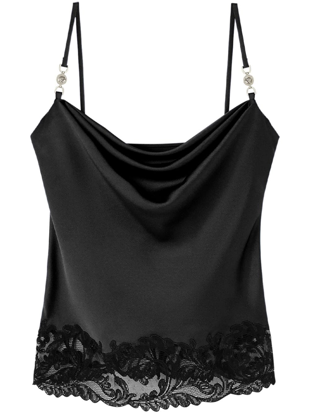 Versace Barocco lace-trim satin top